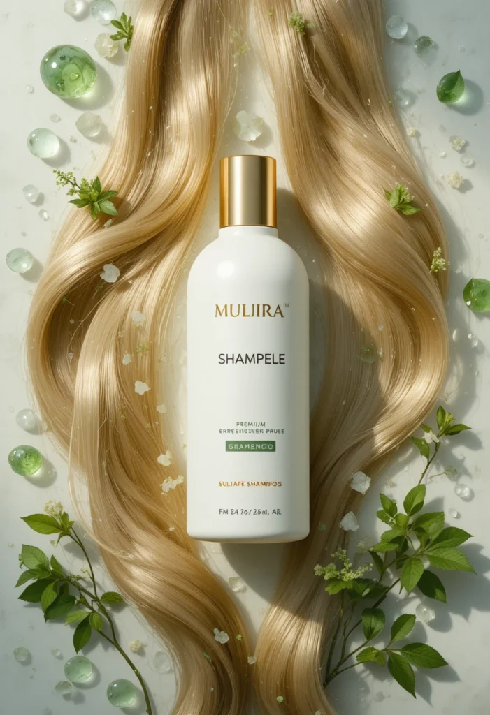 : "Sulfate-free shampoo benefits shown through healthy, shiny hair and gentle cleansing hair care products."