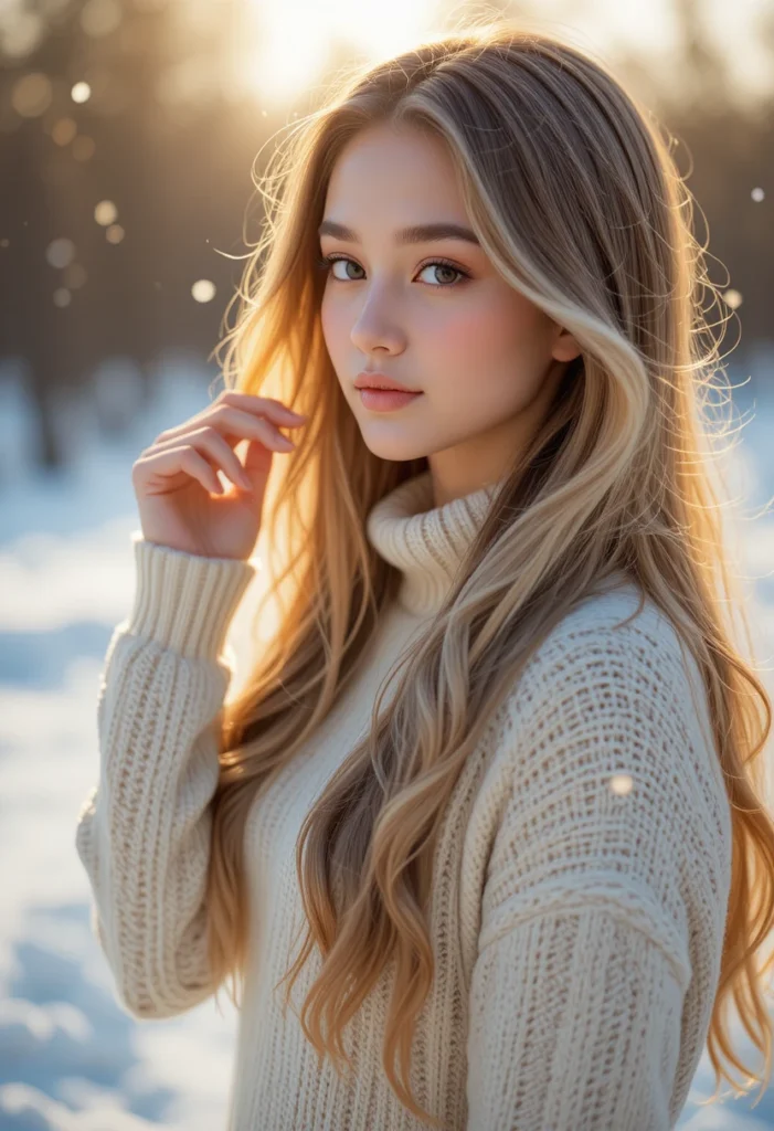 "Woman with soft, hydrated hair enjoying winter hair care tips for dry hair protection and shine."