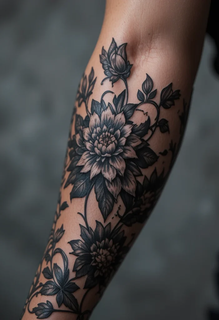 "27 cover up tattoo ideas showing bold blackwork, geometric, and neo-traditional designs transforming old regretted ink into stunning new tattoo art."