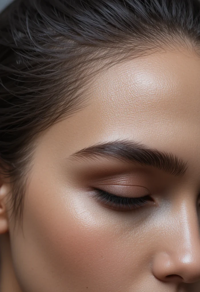 9. Glossy, Pushed-Back Baby Hairs