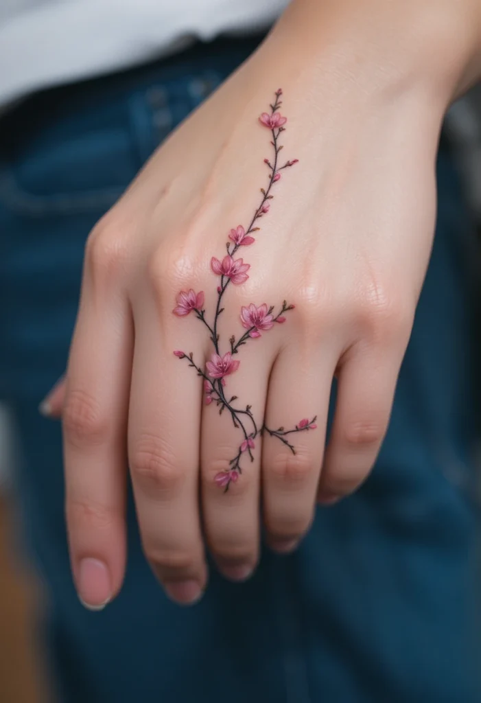 Negative Space Sakura on the Thigh