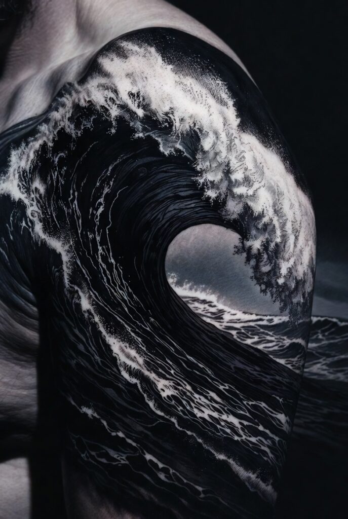 9. Black Wave with Churning Foam