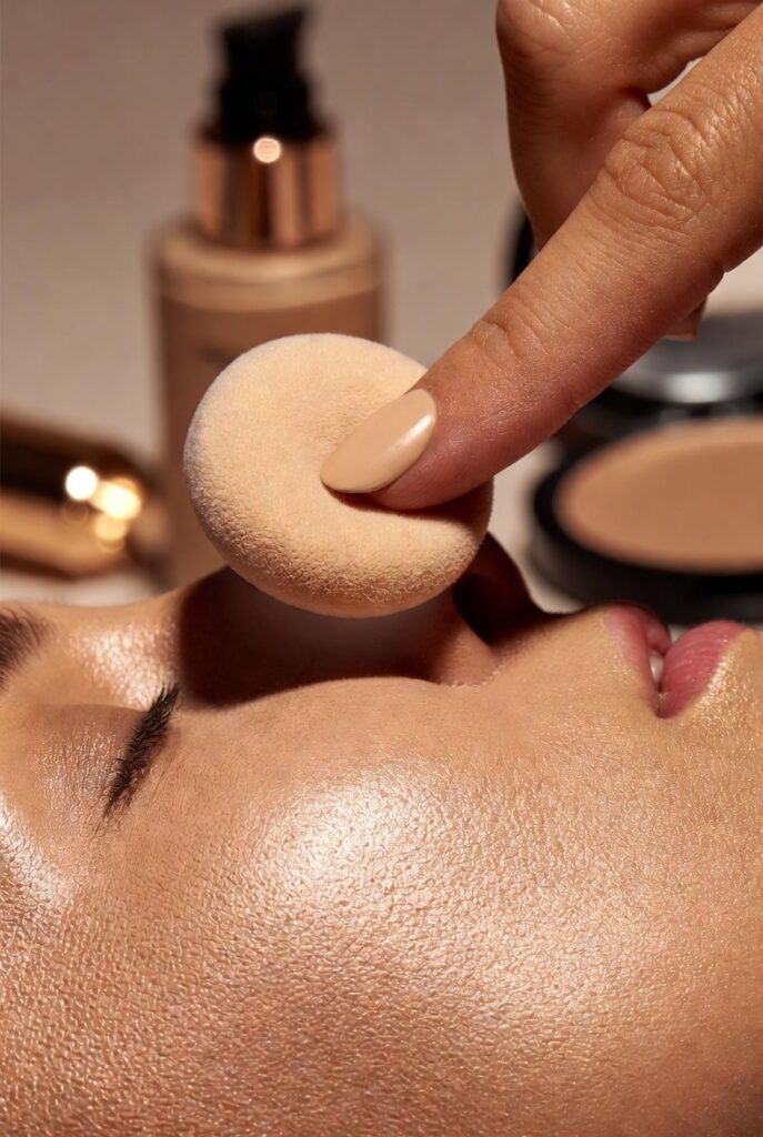 9. Press Rather Than Swipe Your Foundation Into the Skin