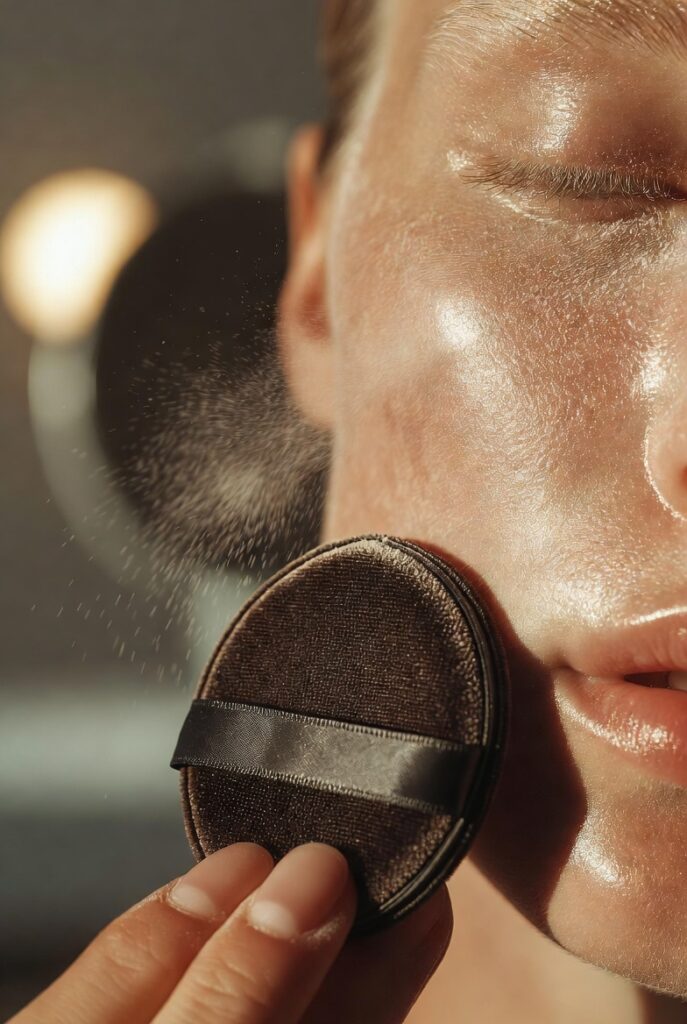 10. Use a Velvet Powder Puff to Set Only the Oiliest Zones