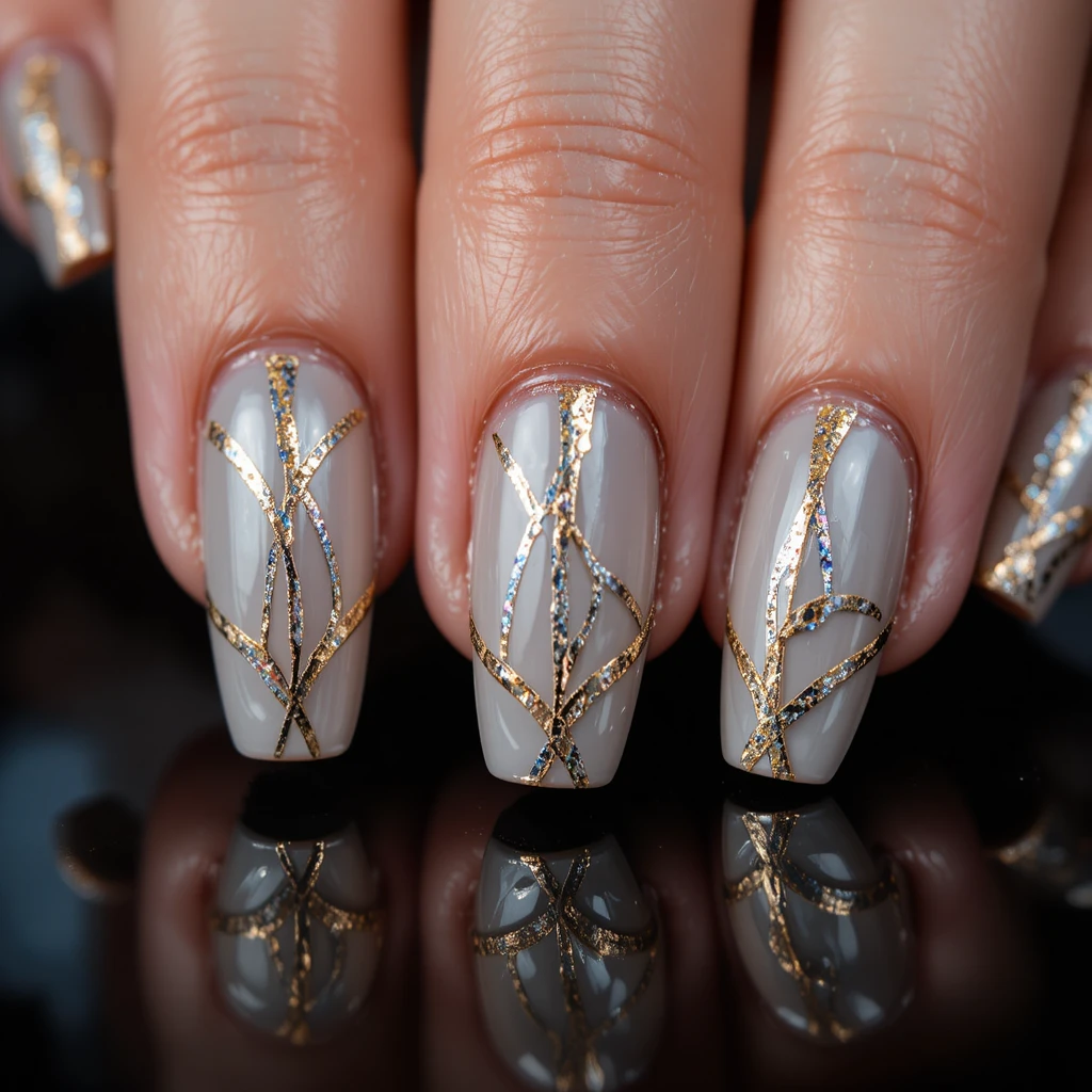Metallic Line Accents Within Negative Space
