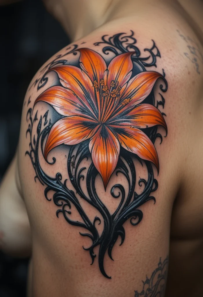 11. Tiger Lily with Tribal Accents on the Shoulder