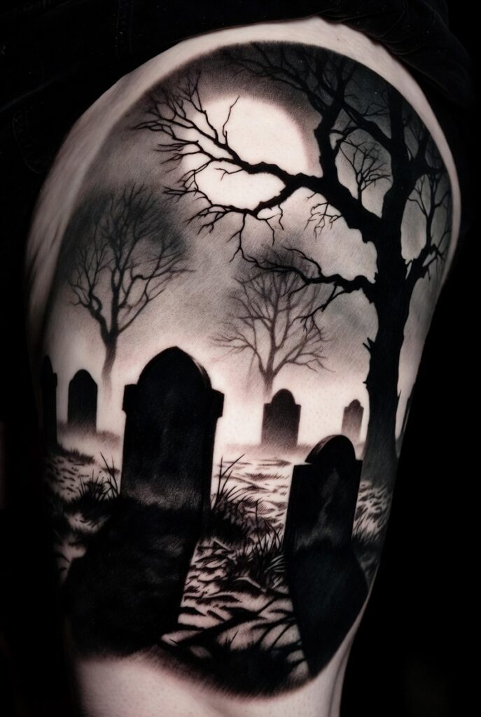 13. Crowded Graveyard Scene