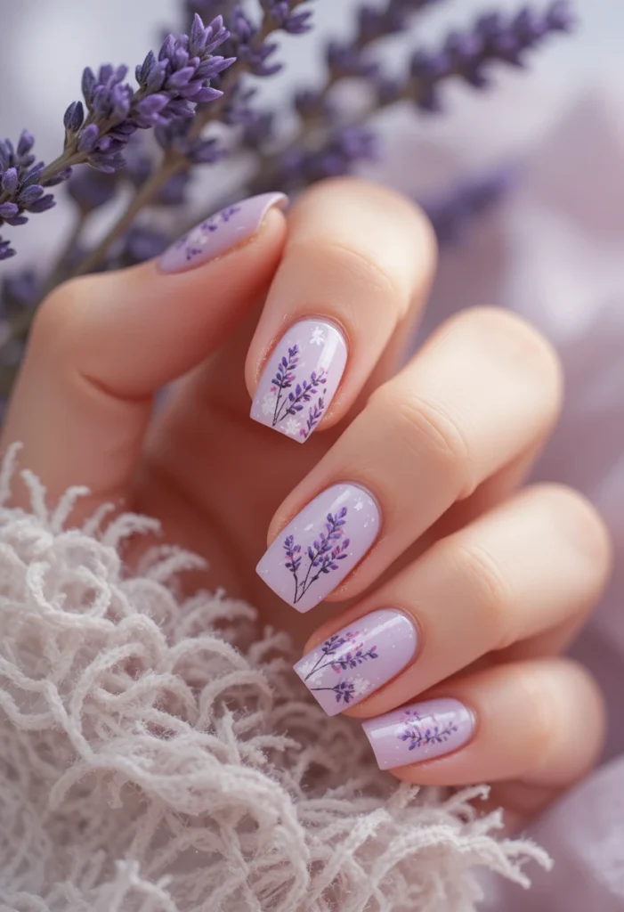 Lavender Bloom Nail Stickers