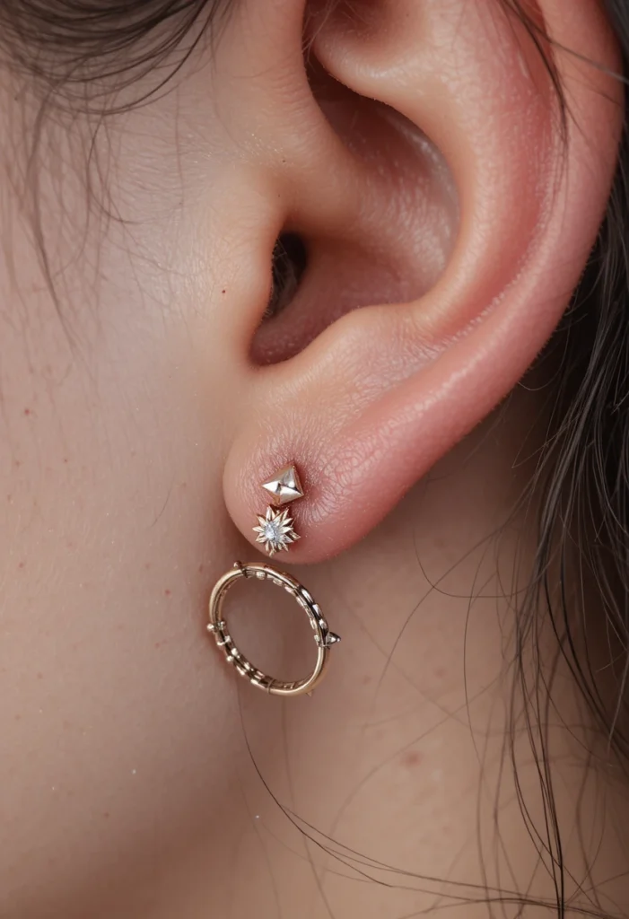 14. Spiked Stud with Beaded Hoop