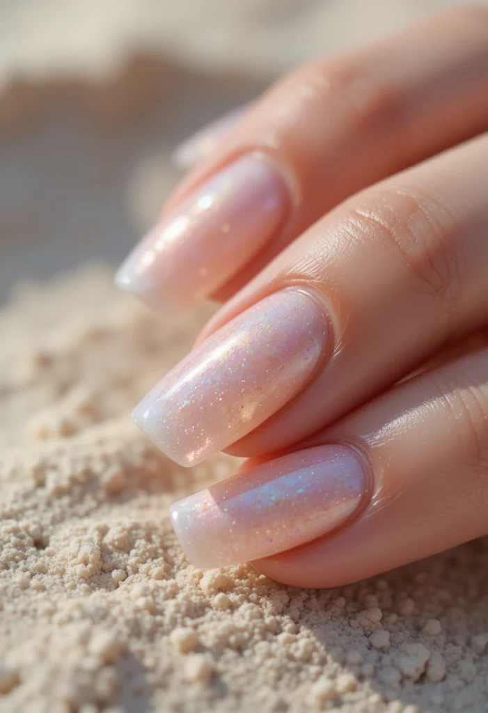 14. Candlelit Pearl Nails