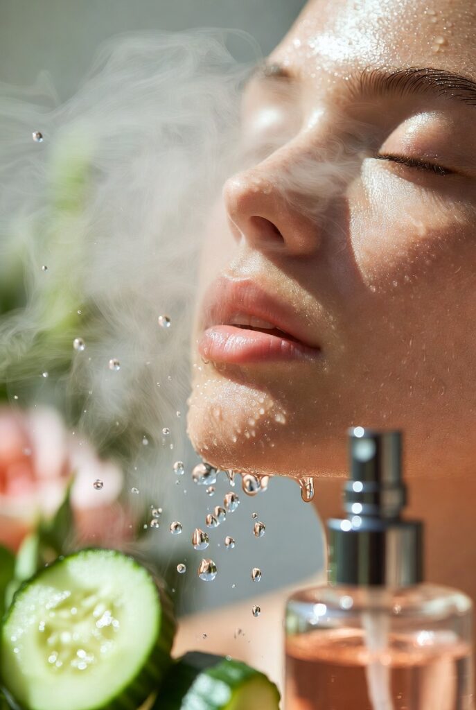14. Mist Your Face Again With a Cucumber or Rose Water Spray Midday
