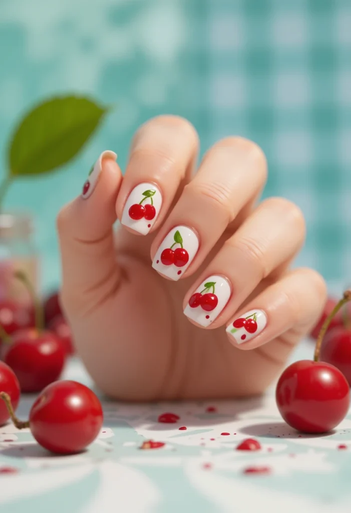Tiny Cherry Nail Stickers