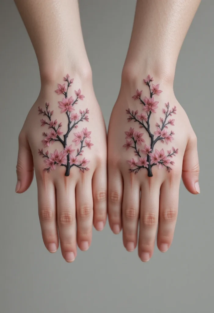 Half Sleeve with Sakura and Swallows