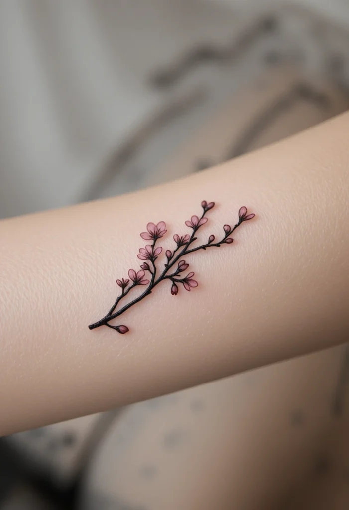 Single Sakura Flower on the Finger