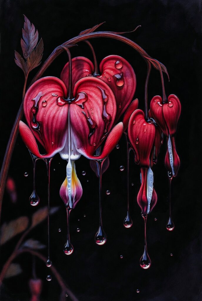 Bleeding Heart Flower with Dripping Petals
