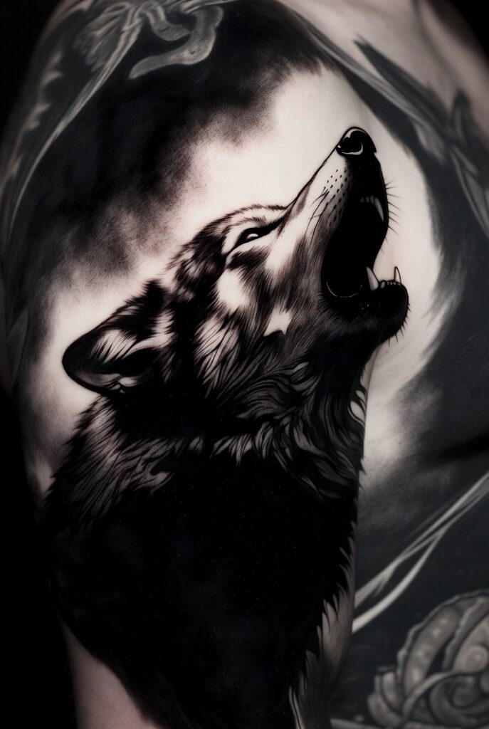 17. Howling Wolf with Heavy Fur Texture