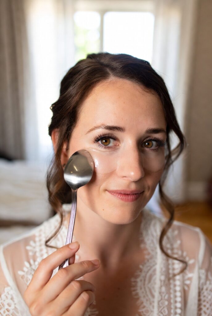18. Cold Spoon Trick for Depuffing Before Makeup