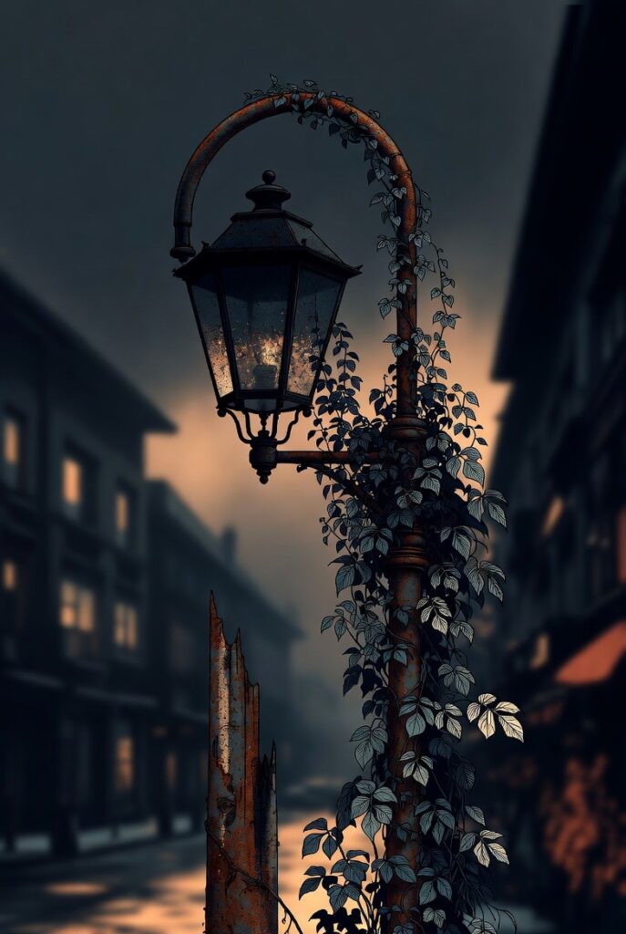 Ivy Climbing a Broken Streetlamp