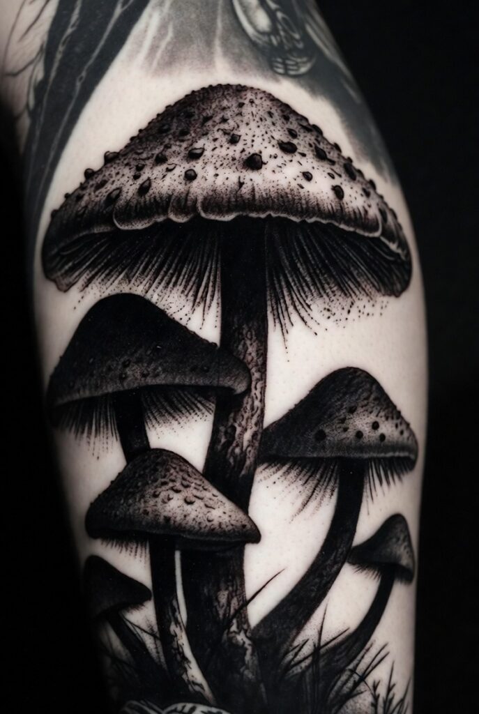 18. Dark Mushroom Cluster with Heavy Spores
