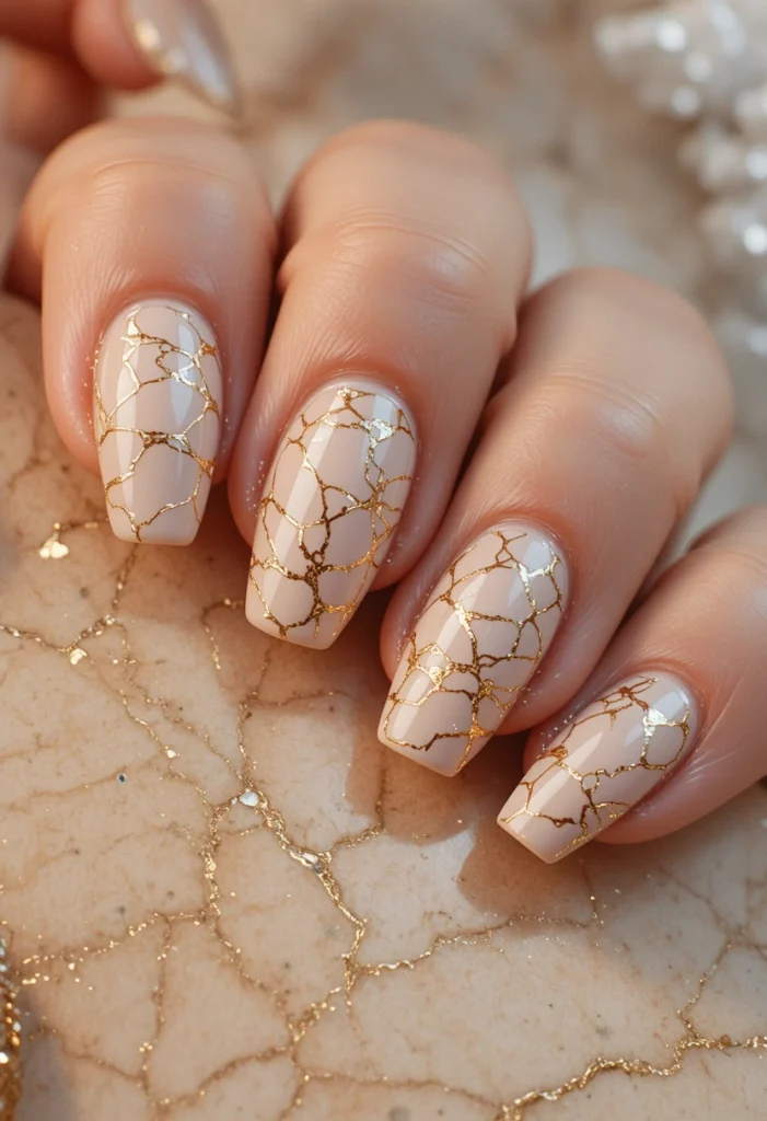 Soft Nude Marble with Gold Veins