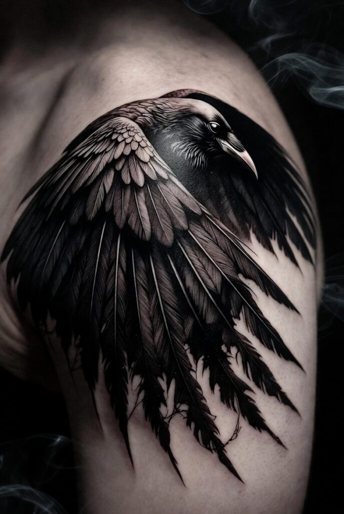 1. Blackout Raven with Tattered Wings
