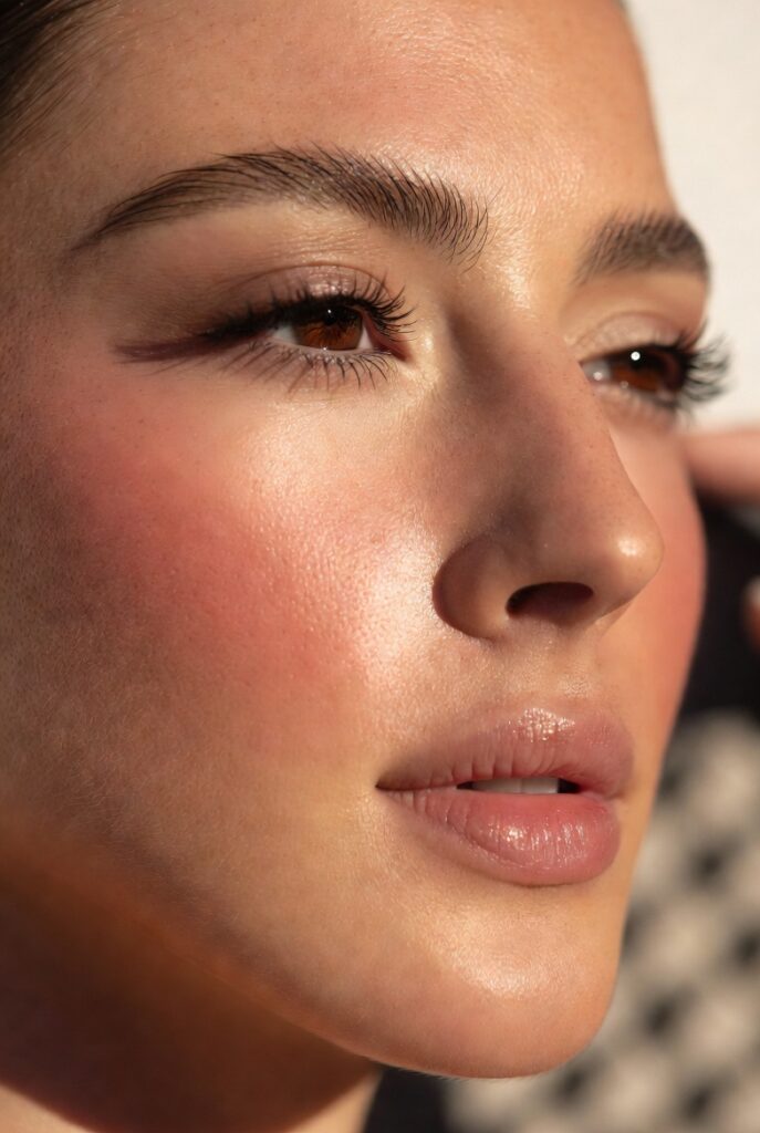 Face Makeup Diffused Blush on the Upper Cheekbones