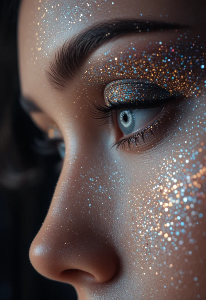 19. Glitter Lashes: Fine Sparkle Fibers for Festive Glamour