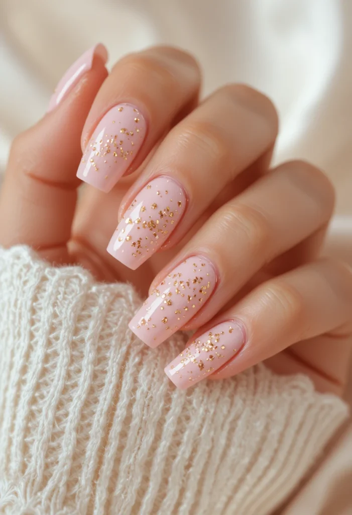 19. Milky Pink with Gold Flakes