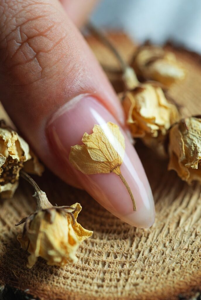 Pressed Dried Flower Under Top Coat