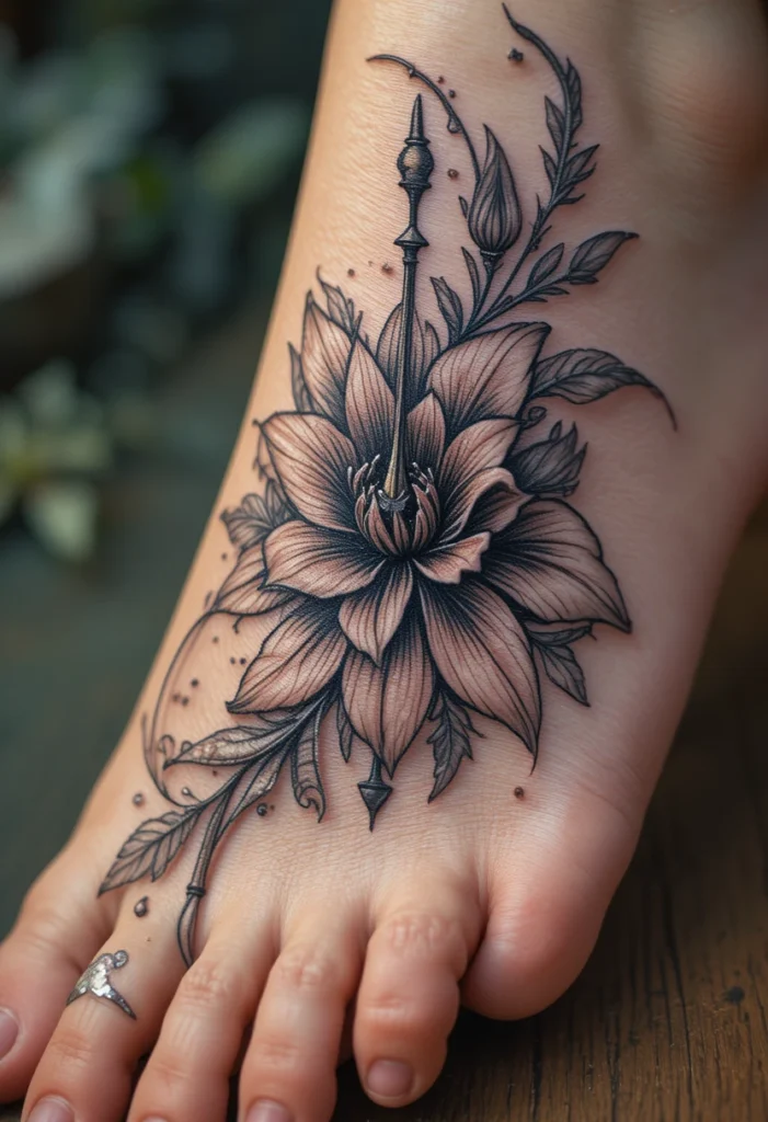 20. Lily and Compass Rose on the Foot