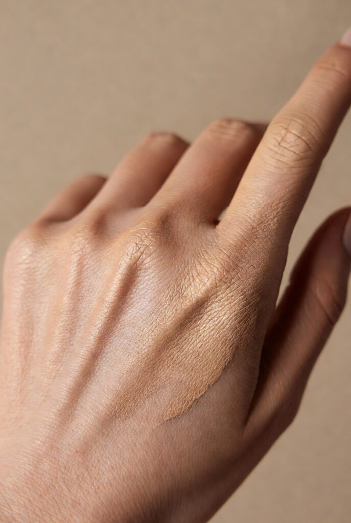 21. Satin Finish Foundation Applied With Fingers