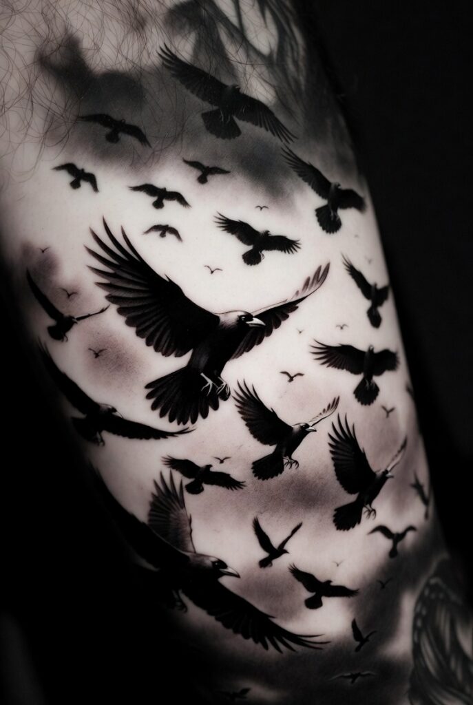 22. Crow Swarm in Black Sky