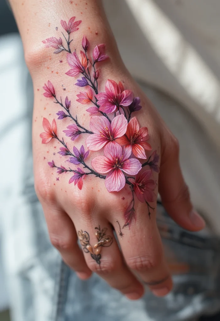 2. Watercolor Bloom on the Back of the Hand