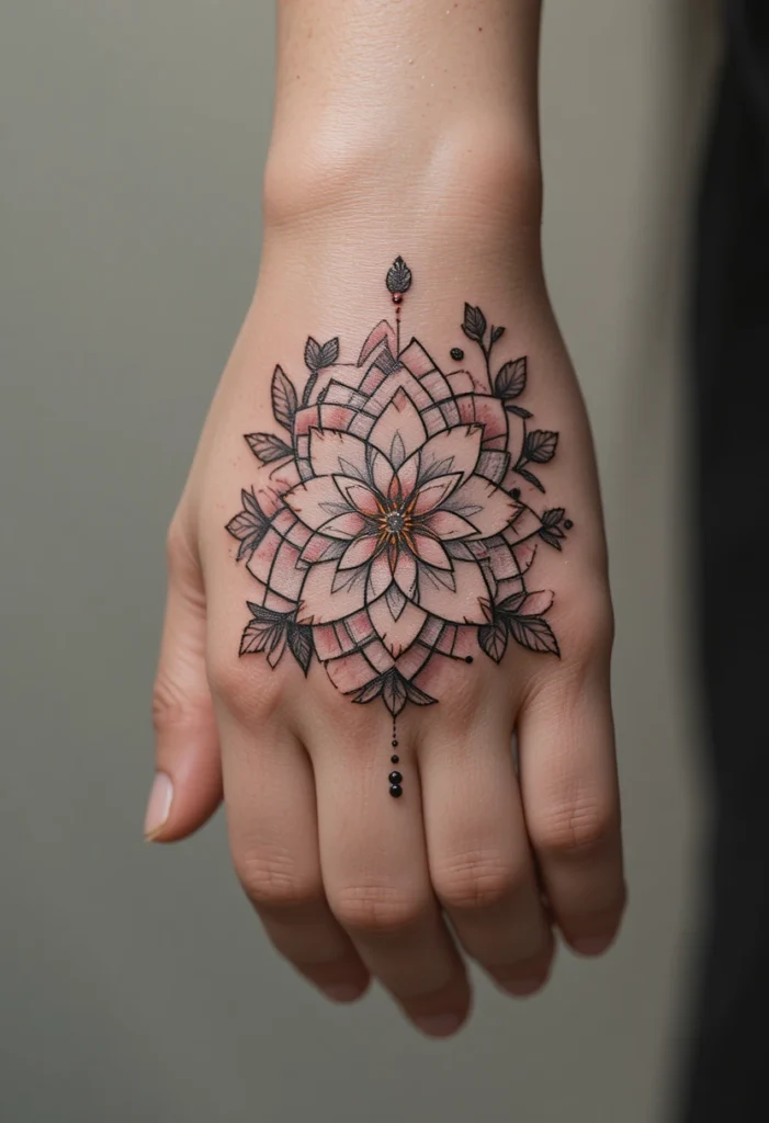 3. Geometric Cherry Blossom Mandala