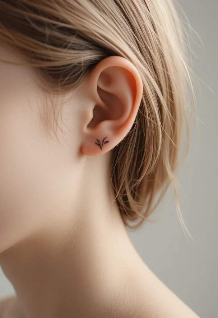4. Small Minimalist Lily Behind the Ear