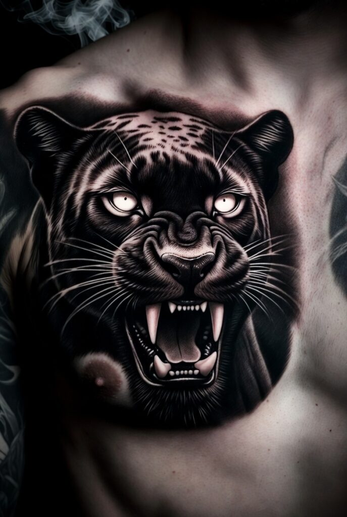 6. Panther Head with Clenched Teeth
