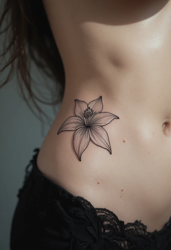 7. White Lily with Negative Space on the Ribcage