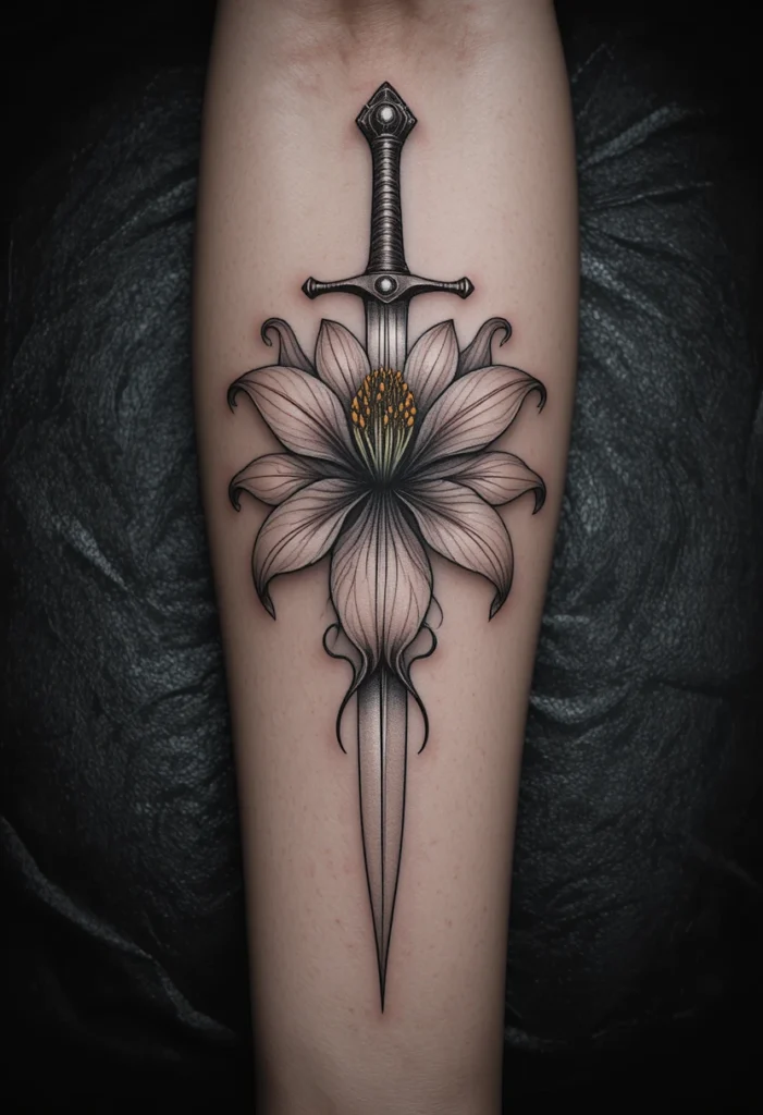 8. Lily and Dagger Combination on the Forearm