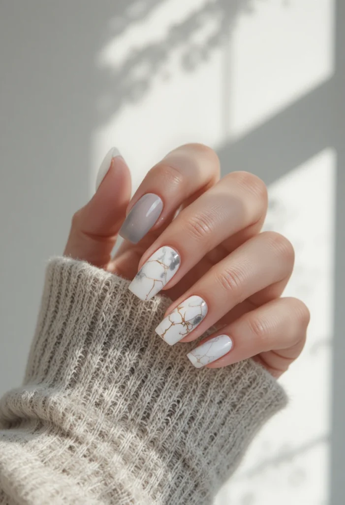 Creating An Accent Nail With Marble Detail