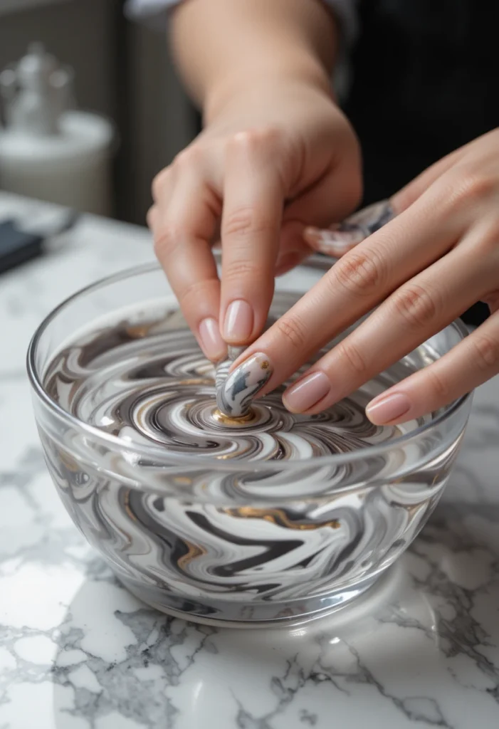 Marble Nail Art Tutorial Using Water Marbling Techniques