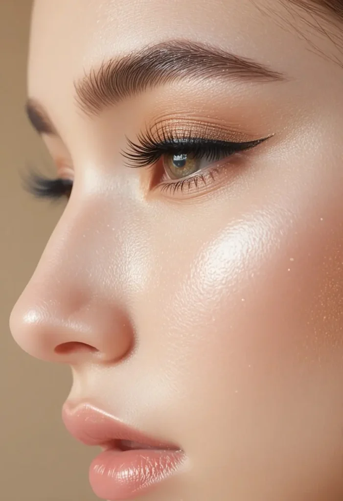 "Close-up of flawless winged eyeliner look showcasing eye makeup transformation and confidence-boosting beauty tips."