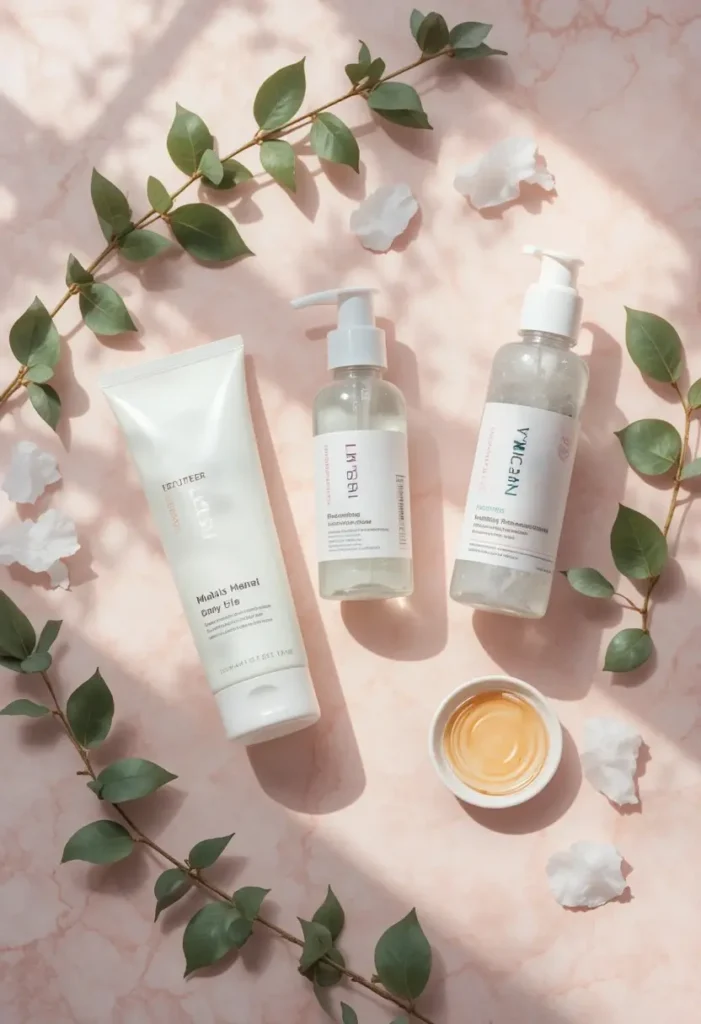 "8+ skincare routine for oily skin ideas showing cleanser, toner, moisturizer, and sunscreen for a balanced, shine-free complexion."
